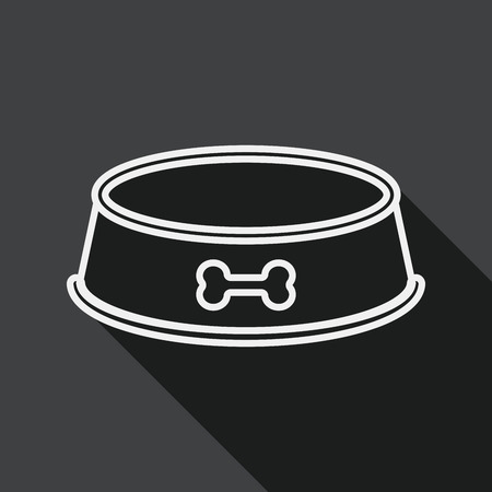 Pet dog bowl flat icon with long shadow, line iconのイラスト素材