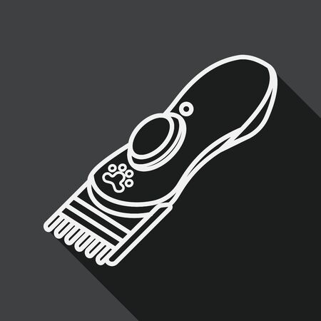 Pet shaving machine flat icon with long shadow, line iconのイラスト素材