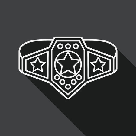 Championship belt flat icon with long shadow, line iconのイラスト素材