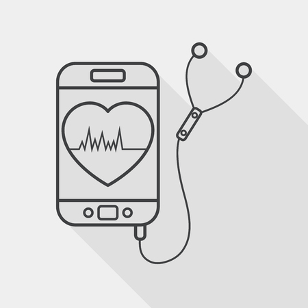 heart rate sport equipment flat icon with long shadow, line iconのイラスト素材
