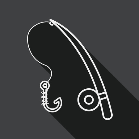 fishing flat icon with long shadow, line iconのイラスト素材