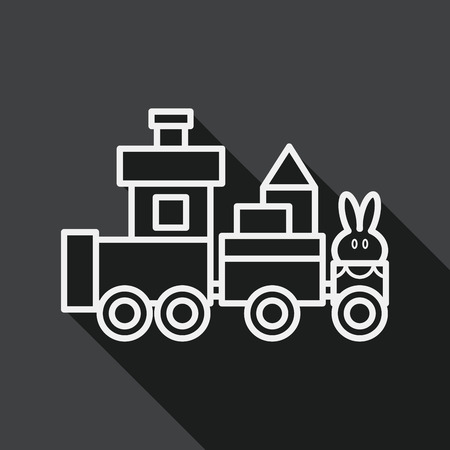 Train toy flat icon with long shadow, eps10, line iconのイラスト素材