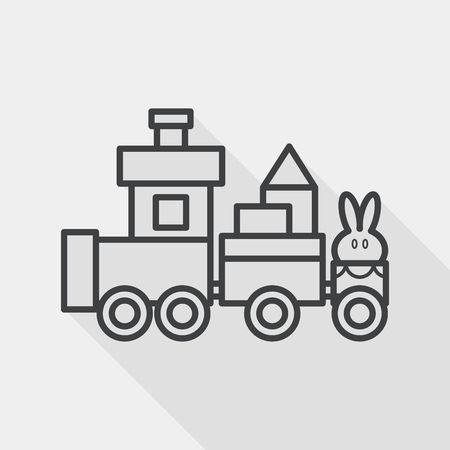 Train toy flat icon with long shadowのイラスト素材
