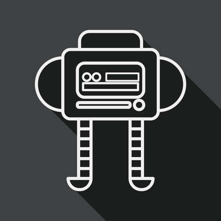 robot flat icon with long shadow, line iconのイラスト素材