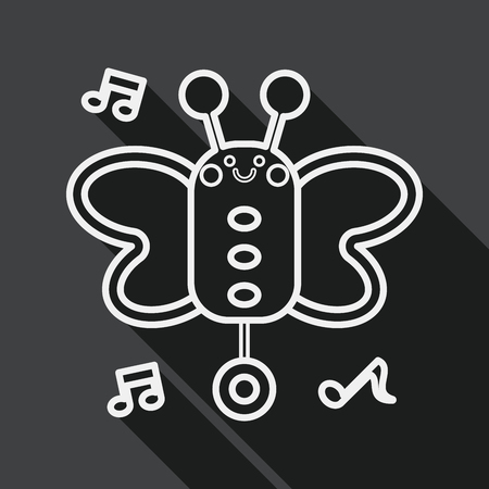 Butterfly music toy flat icon with long shadow, line iconのイラスト素材