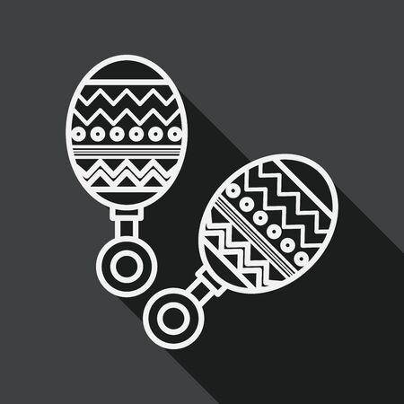 baby rattle flat icon with long shadowのイラスト素材