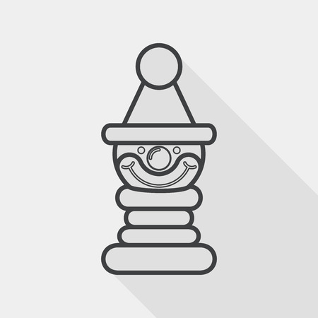 Pyramid toy flat icon with long shadow, line iconのイラスト素材