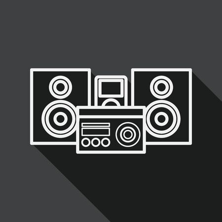 Mobile phone with speakers  flat icon with long shadow, line iconのイラスト素材