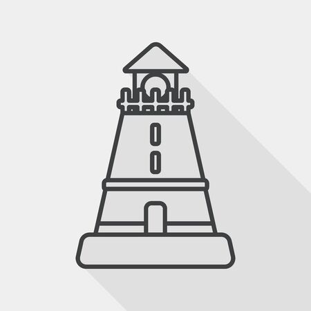 lighthouse flat icon with long shadow, line iconのイラスト素材