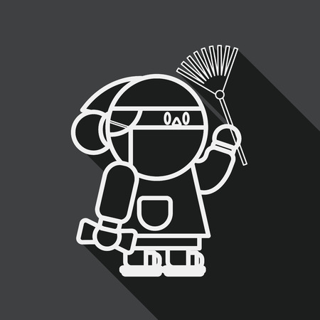 Chinese New Year flat icon with long shadow, When the Chin, line iconのイラスト素材