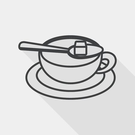 coffee flat icon with long shadow, line iconのイラスト素材