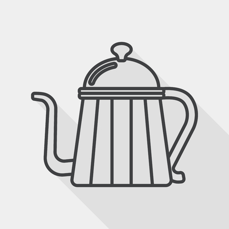 coffee kettle flat icon with long shadow, line iconのイラスト素材