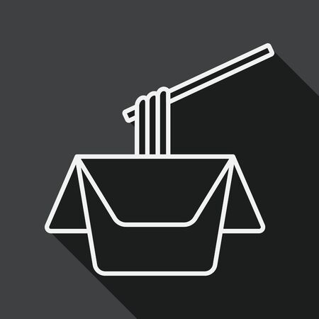 instant noodles flat icon with long shadow, line iconのイラスト素材