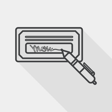 bill check flat icon with long shadow, line iconのイラスト素材