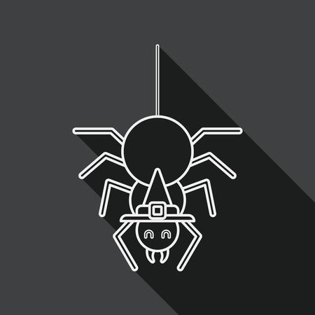Halloween Spider flat icon with long shadow, line iconのイラスト素材