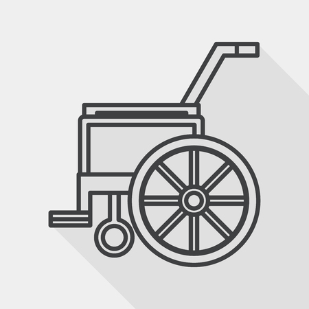 Wheelchair flat icon with long shadow, line iconのイラスト素材