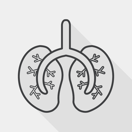 Lungs flat icon with long shadow, line iconのイラスト素材