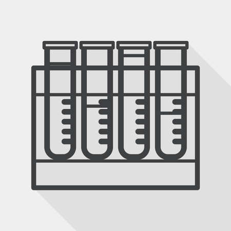 test tube flat icon with long shadow, line iconのイラスト素材