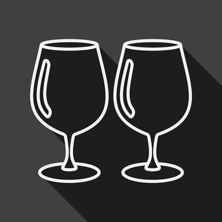 kitchenware glass cup flat icon with long shadow, line iconのイラスト素材