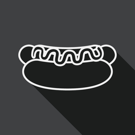 hot dog flat icon with long shadow, line iconのイラスト素材