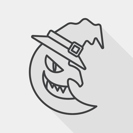 Halloween moon flat icon with long shadowのイラスト素材