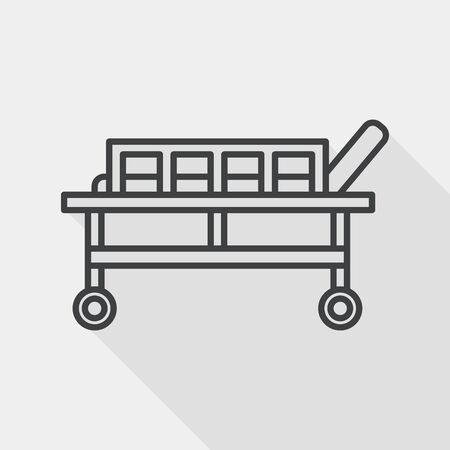 hospital bed flat icon with long shadow, line iconのイラスト素材