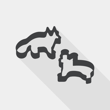 kitchenware baking mold flat icon with long shadow, line iconのイラスト素材