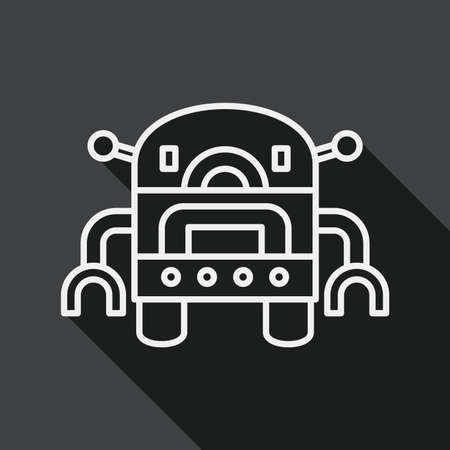 robot flat icon with long shadow, line iconのイラスト素材