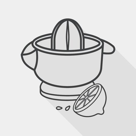 kitchenware juicer flat icon with long shadow, line iconのイラスト素材