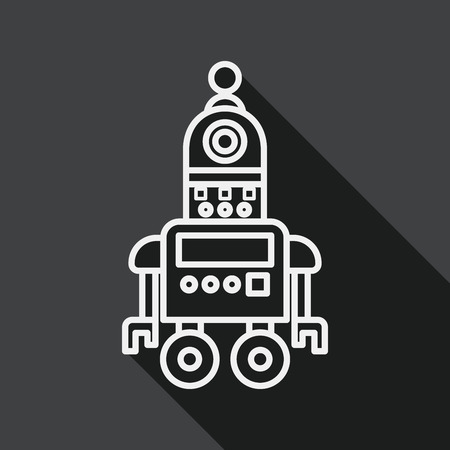 robot concept flat icon with long shadow, line iconのイラスト素材