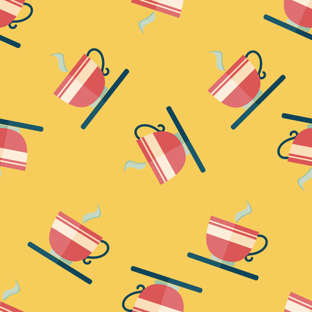 coffee flat icon seamless pattern backgroundのイラスト素材