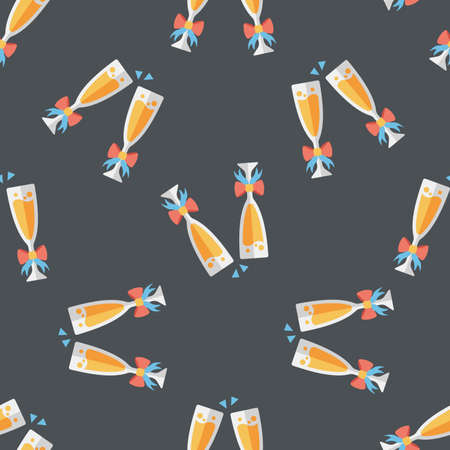 Valentine\'s day champagne flat icon seamless pattern backgroundのイラスト素材