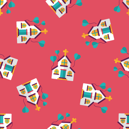 wedding church flat icon seamless pattern backgroundのイラスト素材