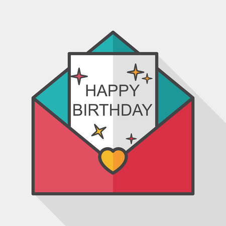 Happy birthday card flat icon with long shadowのイラスト素材