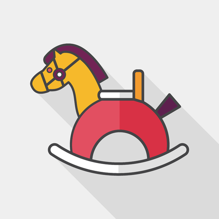 horse toy flat icon with long shadowのイラスト素材