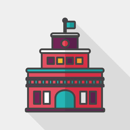 Building castle flat icon with long shadowのイラスト素材
