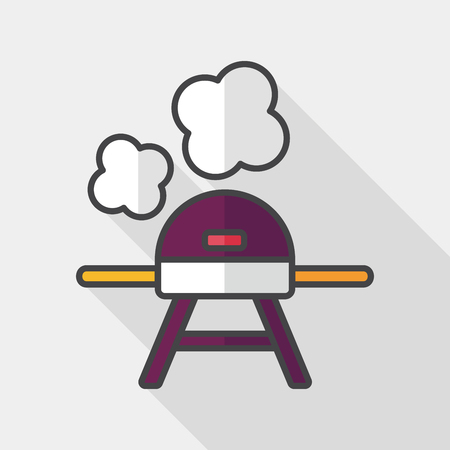 barbecue flat icon with long shadow のイラスト素材