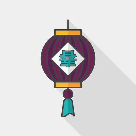 Chinese New Year flat icon with long shadow, Chinese festival couplets with lantern means \" wish the arrival of spring.\"のイラスト素材