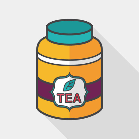 tea canister flat icon with long shadow のイラスト素材