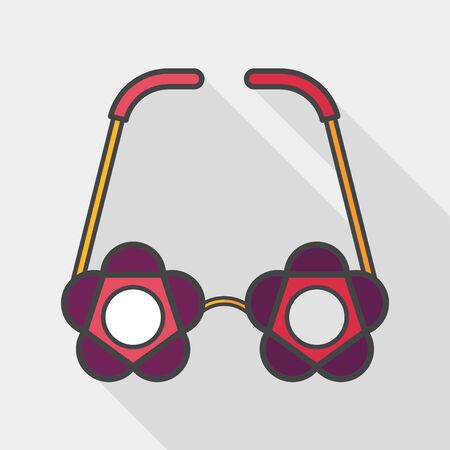 flower glasses flat icon with long shadowのイラスト素材