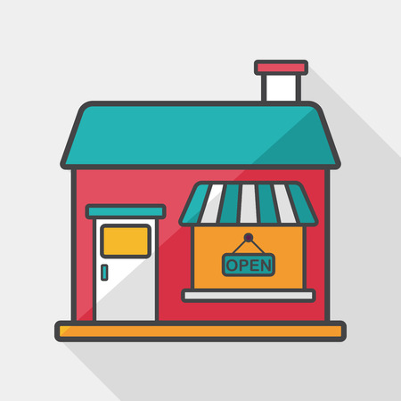 Building restaurant flat icon with long shadow のイラスト素材