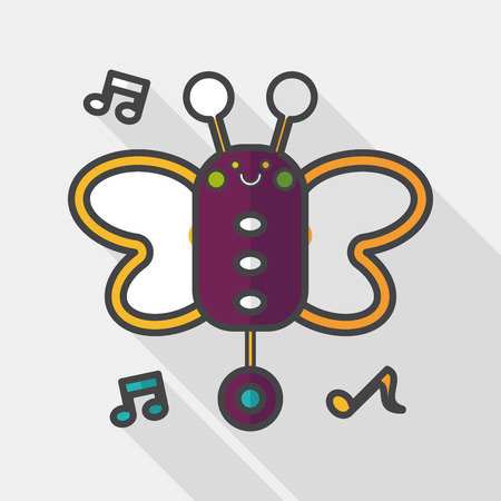 Butterfly music toy flat icon with long shadow のイラスト素材