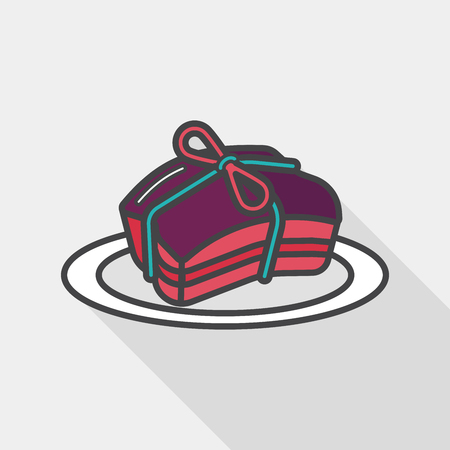Chinese New Year flat icon with long shadow, Chinese cuisine braised dongpo porkのイラスト素材