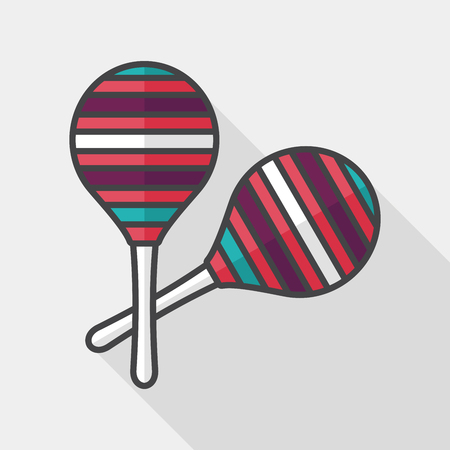wooden rattle flat icon with long shadow のイラスト素材