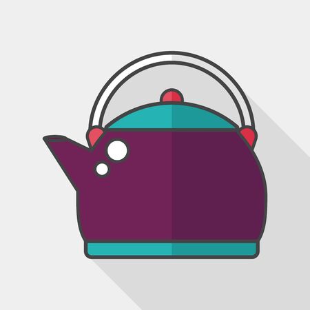tea pot flat icon with long shadowのイラスト素材