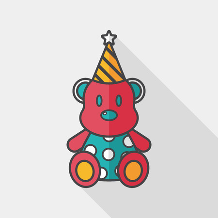 birthday teddy bear flat icon with long shadow のイラスト素材