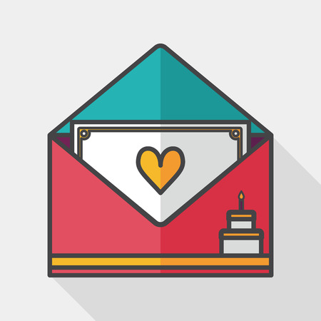 Happy birthday card flat icon with long shadow のイラスト素材
