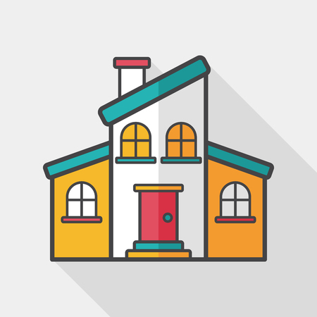 Building flat icon with long shadowのイラスト素材