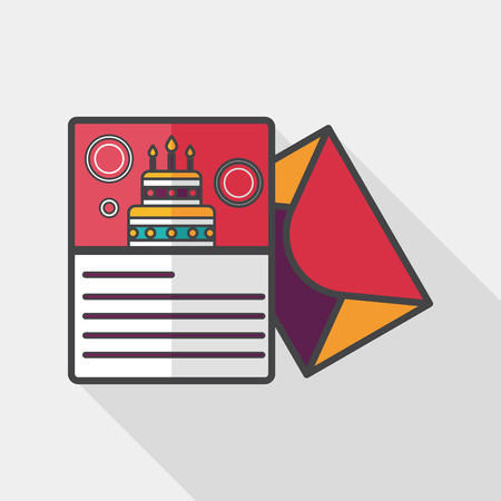 Happy birthday card flat icon with long shadowのイラスト素材