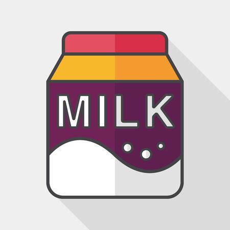 milk package flat icon with long shadowのイラスト素材